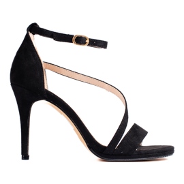 Ženske crne Shelovet sandale na visoku petu crna