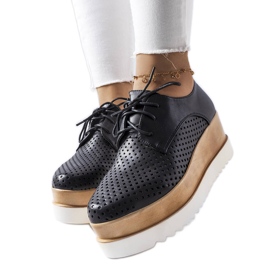 Laurentove crne ažurne cipele na wedges crna