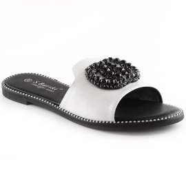 Ženske udobne ravne papuče s cirkonima srebrne S.Barski Kv 520-30 srebro
