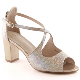 Ženske elegantne zlatne sandale od brokata na šiljci Filippo Ds 4632 zlatni