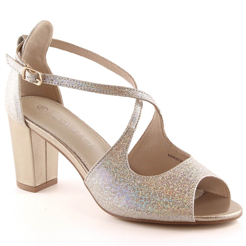 Ženske elegantne zlatne sandale od brokata na šiljci Filippo Ds 4632 zlatna