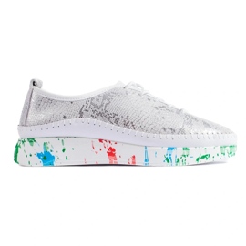 Ženske srebrne kožne cipele sa shelovet platformom u boji srebro