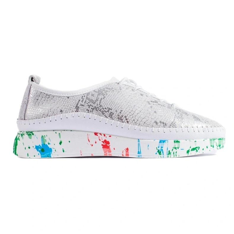 Ženske srebrne kožne cipele sa shelovet platformom u boji srebro