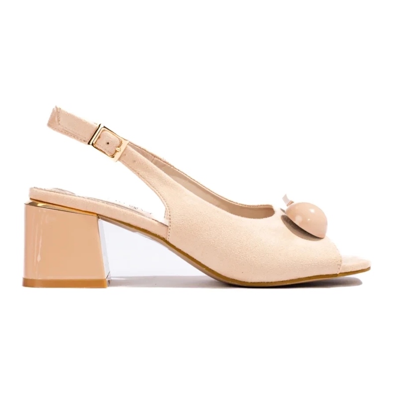 Bež sandale s niskom petom od brušene kože iz Sheloveta