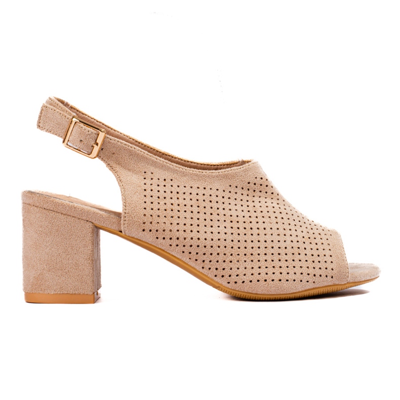 W. Potocki Bež ažurne sandale na visoku petu marke Potocki