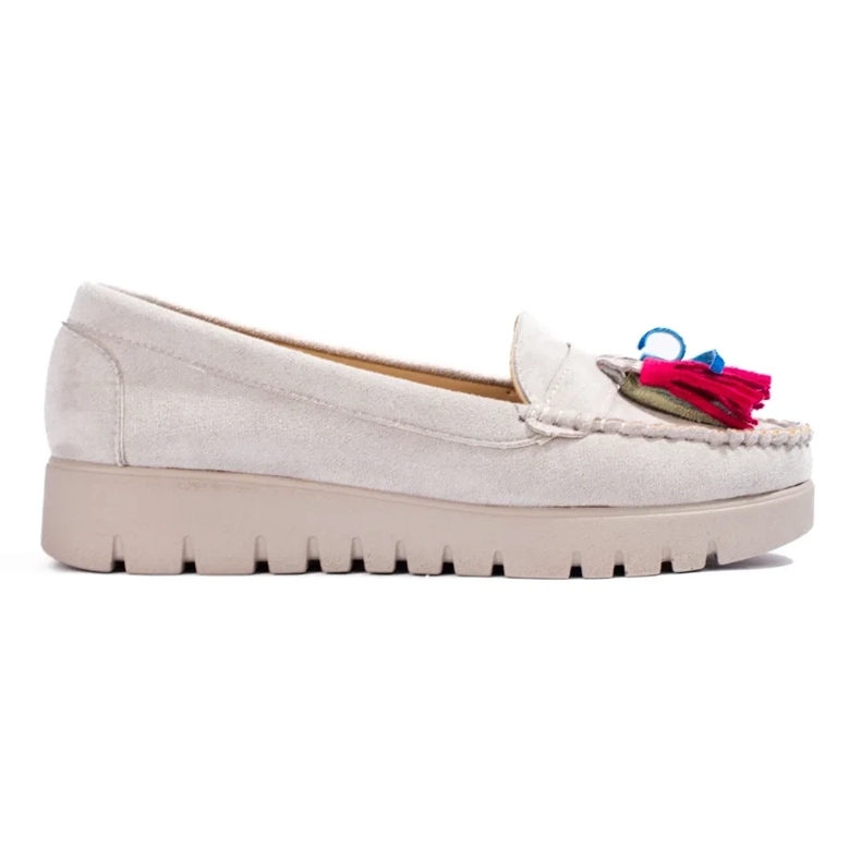 W. Potocki Potocki sive boho natikače od brušene kože s resama siva