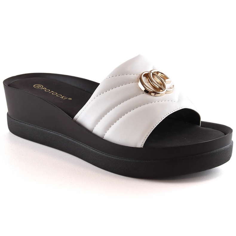 Ženske bijele papuče na wedge Potocki YQ21001 bijela