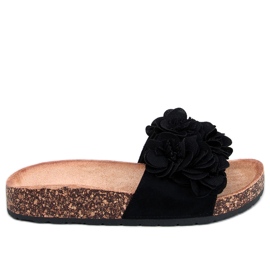 BM Plutene papuče s cvijećem od Brice Black crna