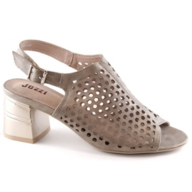 Ženske ažurne zlatne sandale na visoku petu Jezzi MR1954A-14 zlatni