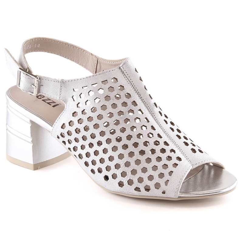 Ženske ažurne srebrne sandale na petu Jezzi MR1954A-14 srebro