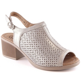 Kožne udobne ženske sandale sa zlatnom Filippo DS4475 petom zlatni