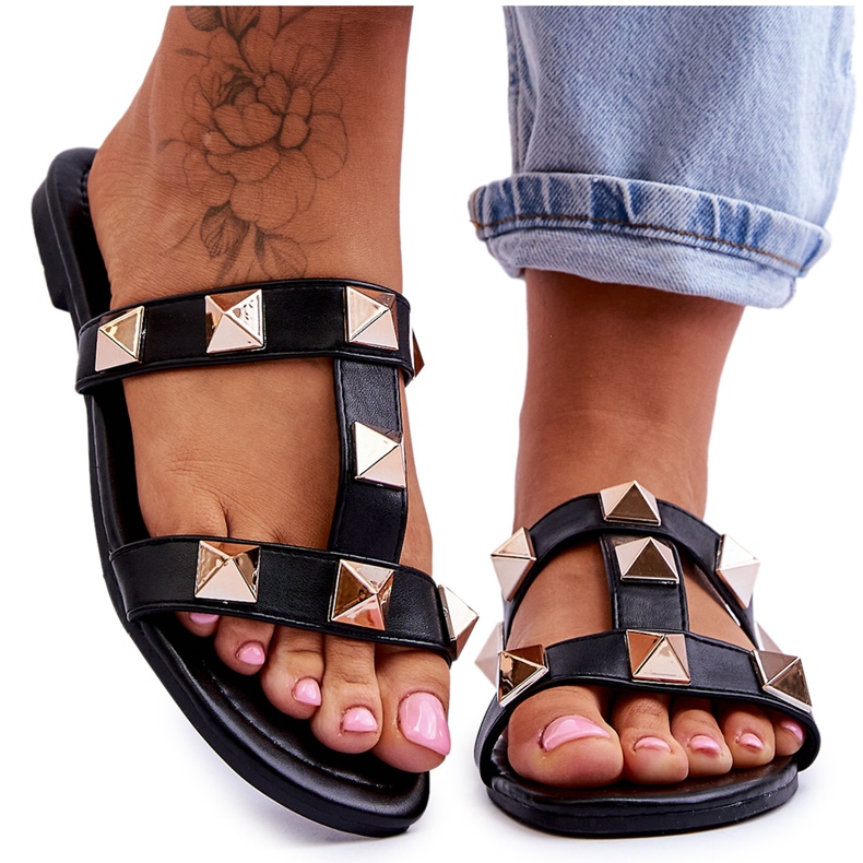 Ženske papuče s velikim nitnama Black Mercure crno