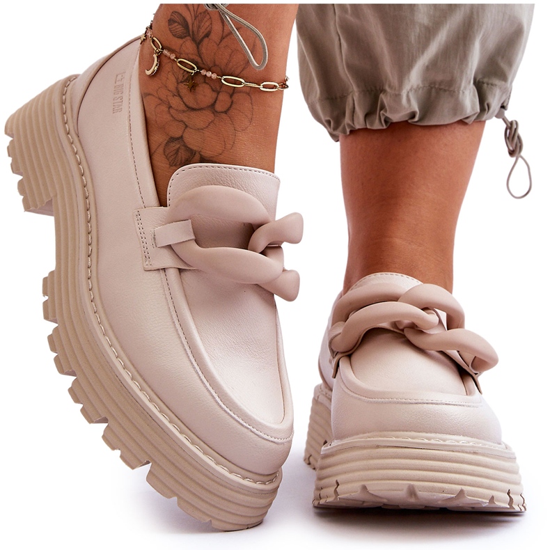 Kožne mokasine Big Star Shoes LL274581 Bež