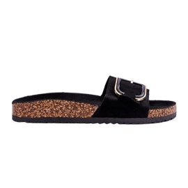 Ženske papuče s platformom od brušene kože crne Festil crna