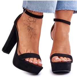 Udobne antilop sandale na visoku petu crne boje crna