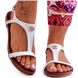 Ravne sandale s ukrasom S.Barski KV-5541-45 Srebro