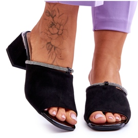 S.Barski Antilop papuče na visoku petu KV-612-2 crne crna