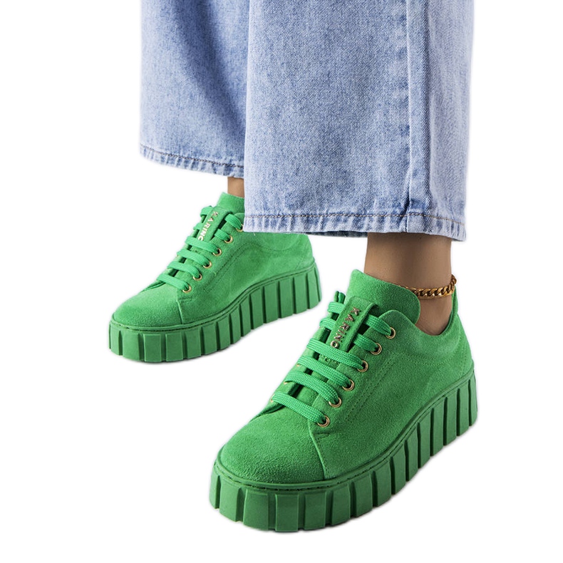 Karino zelene cipele od brušene kože zelena