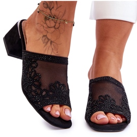 Papuče na petu s mrežicom S.Barski KV-612-1 crne crna