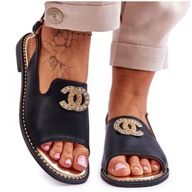 Ženske sandale s ukrasom S.Barski KV-2775-49 crne crna