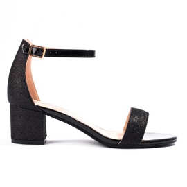 Ženske Shelovet crne sandale na nisku petu crna