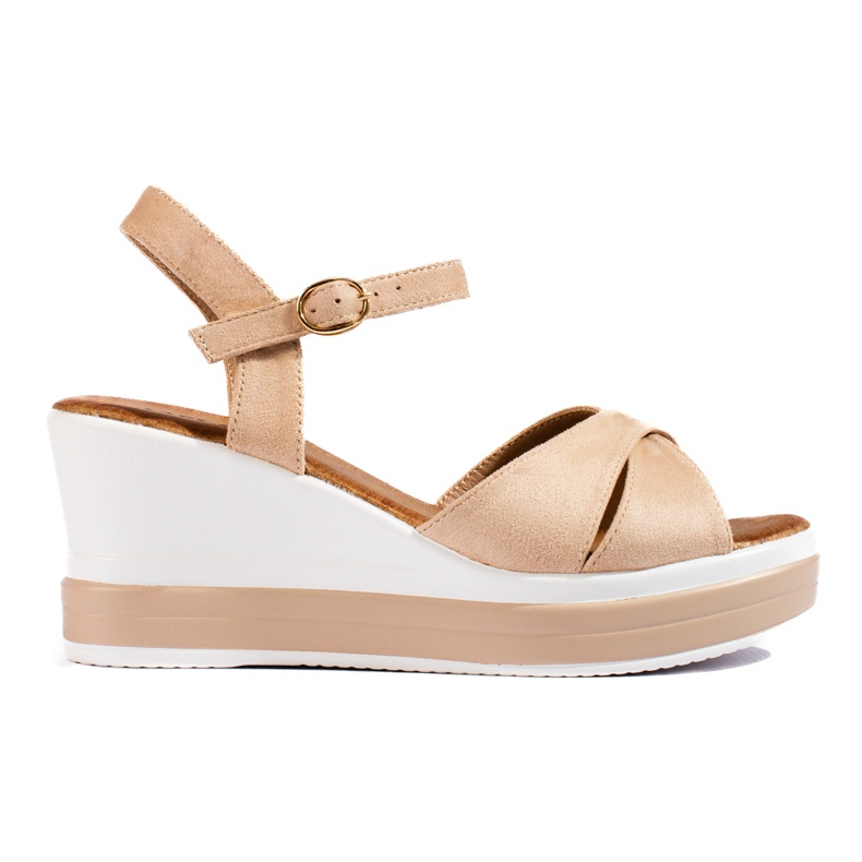 Ženske bež sandale na klin Shelovet