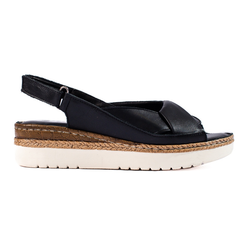 W. Potocki Ženske niske sandale na klin Potocki crne crno