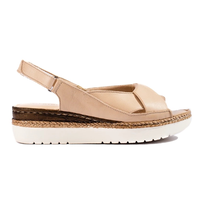 W. Potocki Ženske niske sandale na klin Potocki bež boje