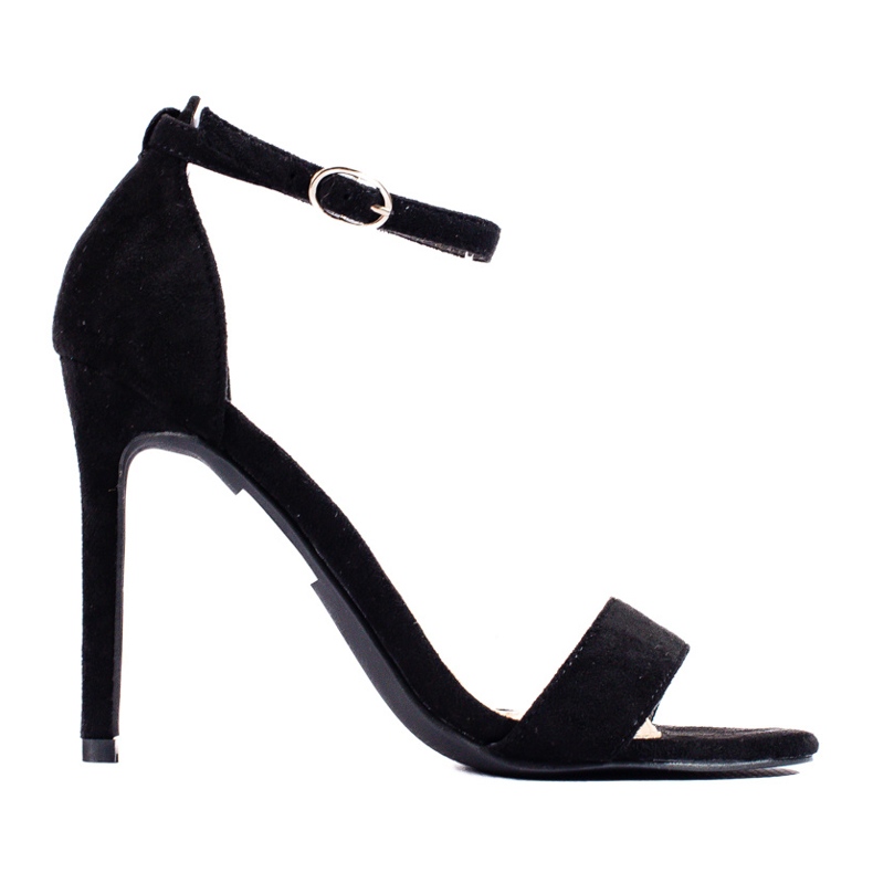 W. Potocki Potocki crne sandale na visoku petu od brušene kože crno