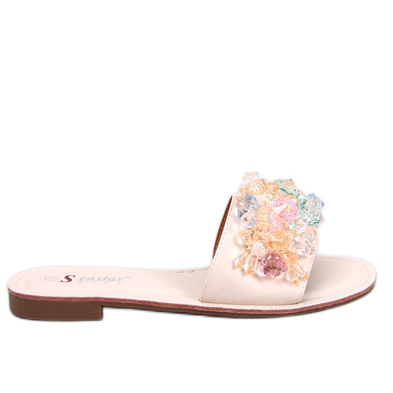 Estrada Beige klizači sa šarenim kamenčićima bež