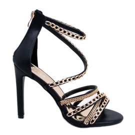 Chester crne sandale s lančanom petom crna