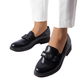 Crni natikači ukrašeni lukom i rhinestones crno