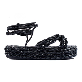 Crne Shelovet tkane sandale s platformom crna