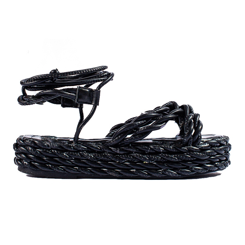 Crne Shelovet tkane sandale s platformom crno