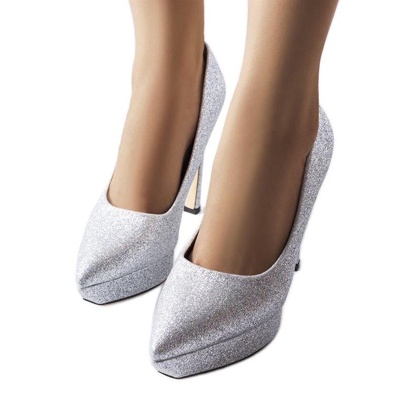 Srebrne brokatne potpetice iz Proulxa srebro