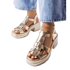 BM Sunset zlatne sandale na stiletto petu zlatni