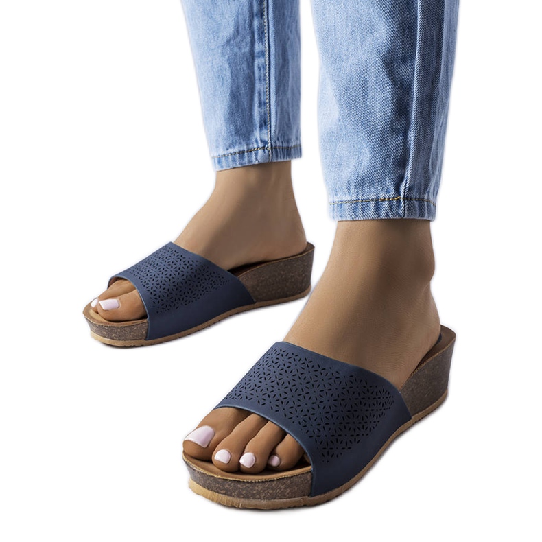 Bourque mornarskoplave ažurne klizače na klin plava