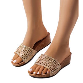 Elitha zlatne sandale na klin zlatni