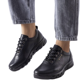 Crne ažurne kožne brogove iz Brodeura crna