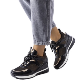 Venezia Vincez crne i zlatne tenisice na wedge crna