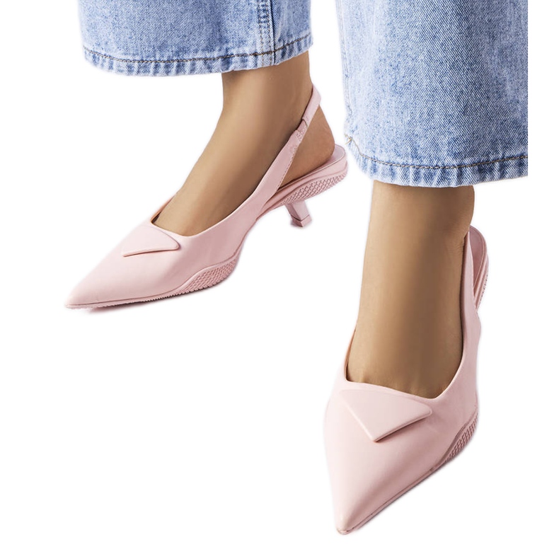 Gougeon ružičaste sandale na nisku petu ružičasta