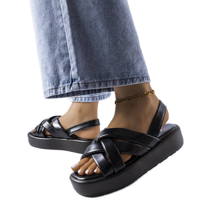 Crne sandale s platformom Horseshoe crno