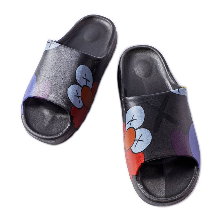 Crne tobogane s gazištem i printom crno