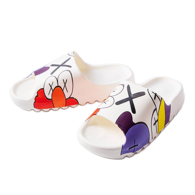 Bijele papuče s gazištem i printom bijela