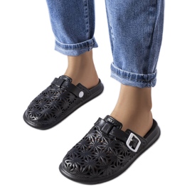 Crni ažurni gumeni klizači iz Peverella crna