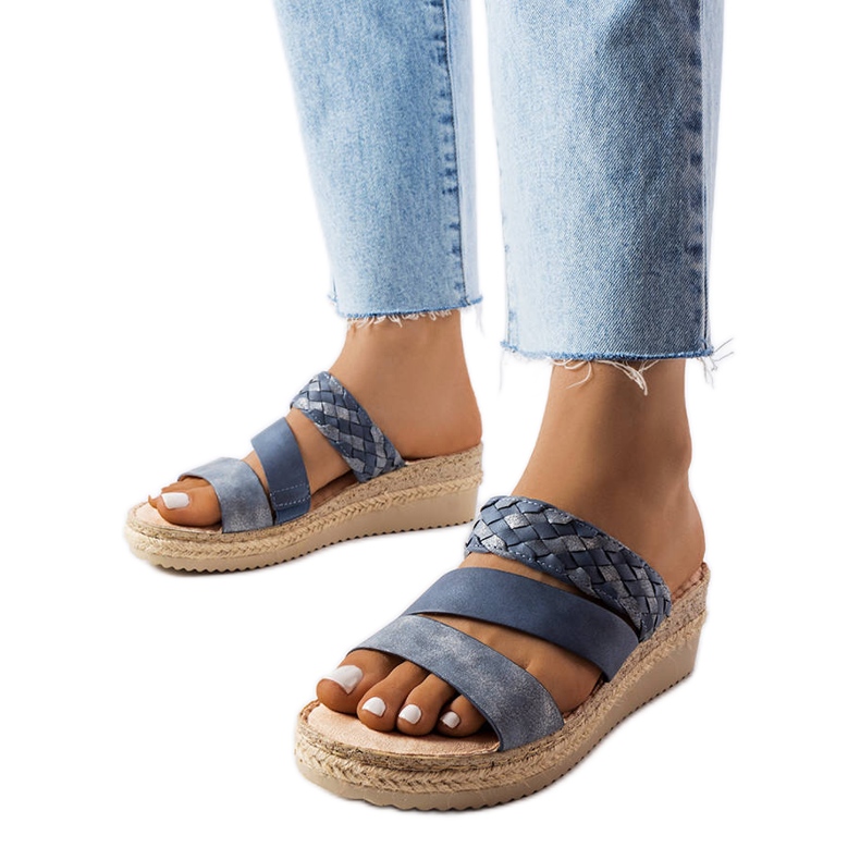 Plave sandale na klin iz Bostona plava