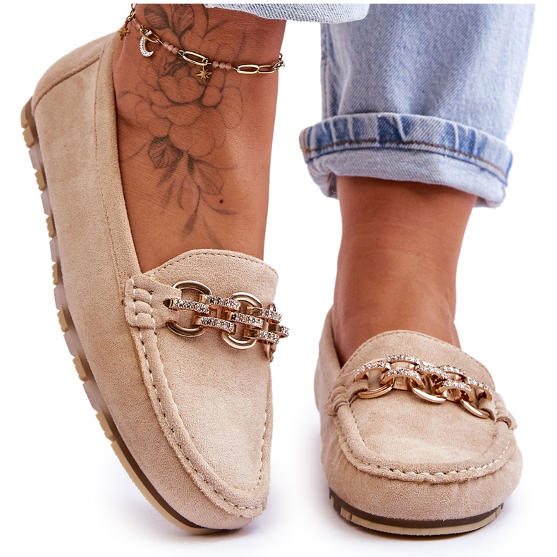 Ženske natikače od brušene kože bež Sorento