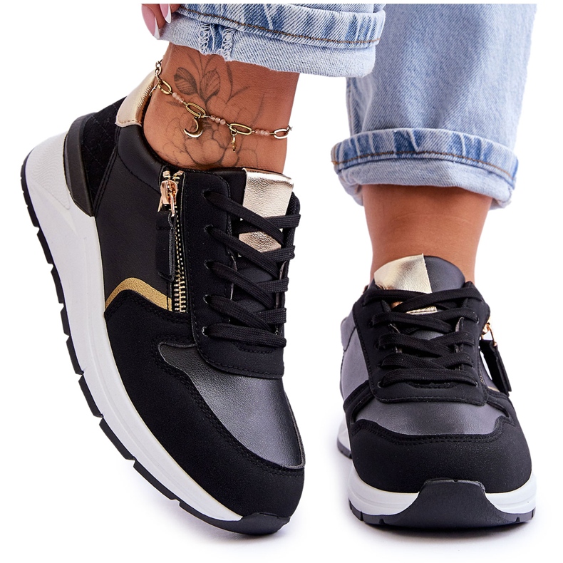 PG1 Ženske sportske cipele s patentnim zatvaračem crne Larisa crno