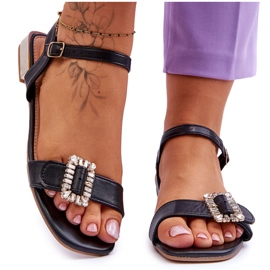 Ravne sandale sa zlatnim petama Black Mindley crna