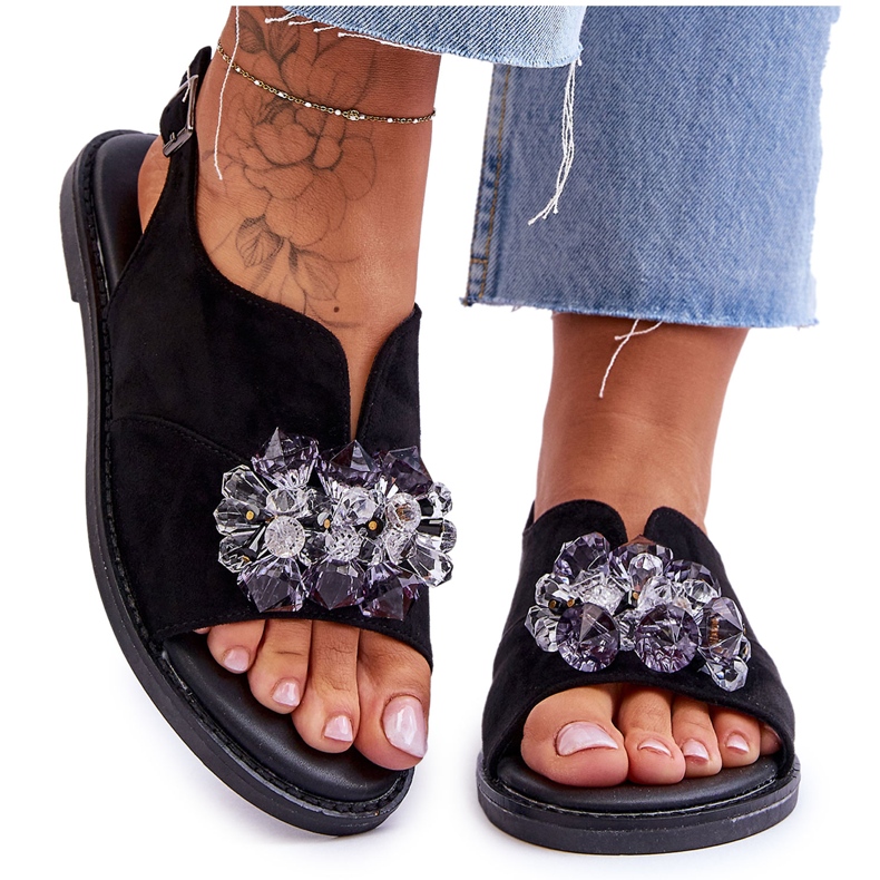 Vinceza Ženske crne Mersea sandale od brušene kože crno